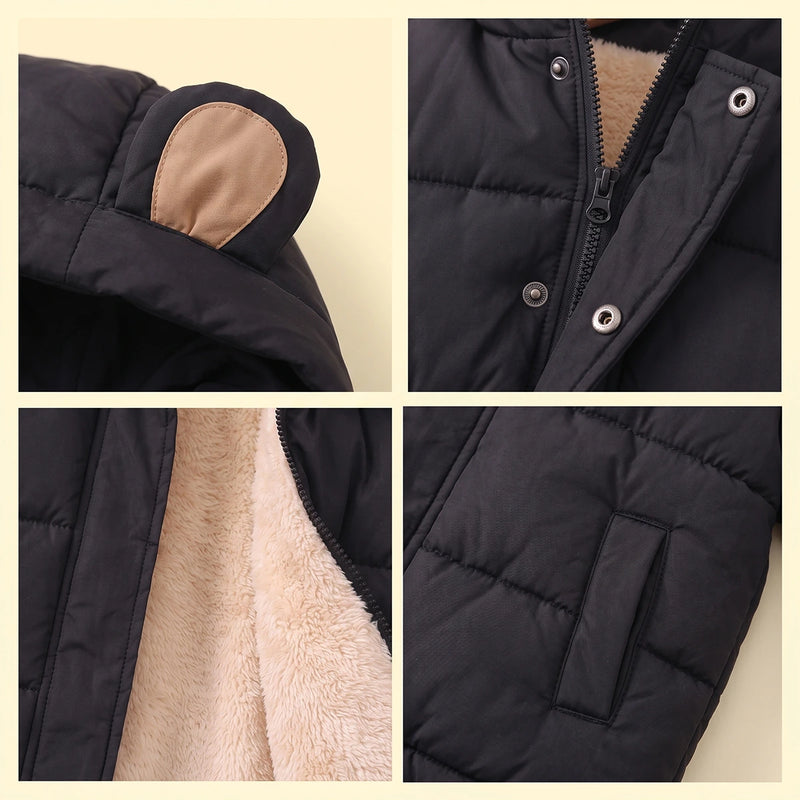 Boys Black Fleece-Lined Hooded Puffer Jacket Coats & Jackets