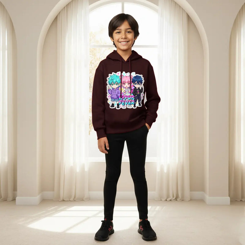 Boys Maroon K-POP Fever Graphics Hoodies Sweatshirts & Hoodies Maroon 6-7 Y