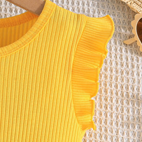 Girls Yellow Butterfly Printed Fit And Flared Casual Dress Casual Dresses