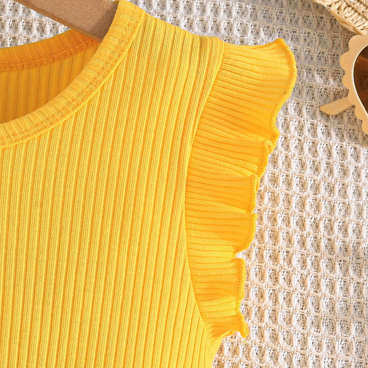 Girls Yellow Butterfly Printed Fit And Flared Casual Dress Casual Dresses