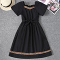 Girls Black Lace Border Fit & Flare Dress Casual Dresses Black 6-7 Y