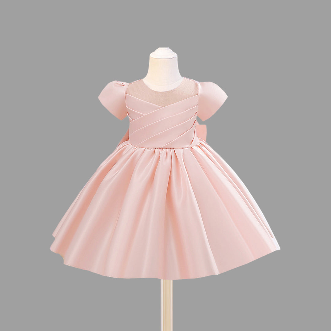 Girls Pleated Yoke Fit & Flare Party Dress Party Dresses Light Pink 1-2 Y 