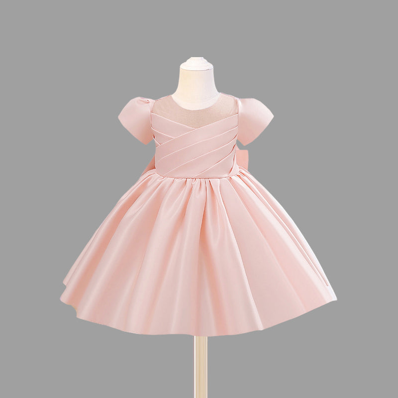 Girls Pleated Yoke Fit & Flare Party Dress Party Dresses Light Pink 1-2 Y 