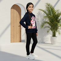 Girls Navy Blue Unicorn Graphics Hooded Sweatshirt Sweatshirts & Hoodies