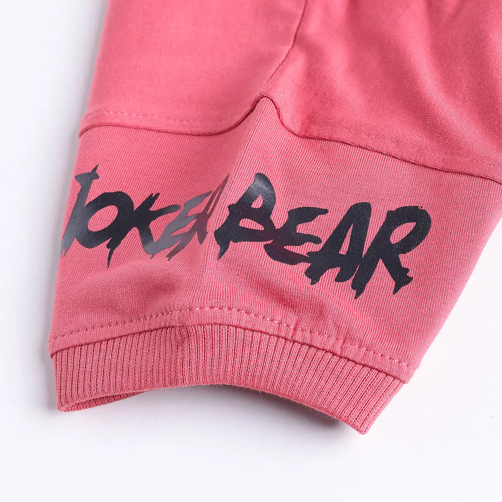 Boys Red Typographic Printed Short Sleeve T-Shirt With Elasticated Shorts Sets 2 pc. Sets