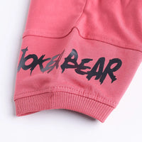 Boys Red Typographic Printed Short Sleeve T-Shirt With Elasticated Shorts Sets 2 pc. Sets
