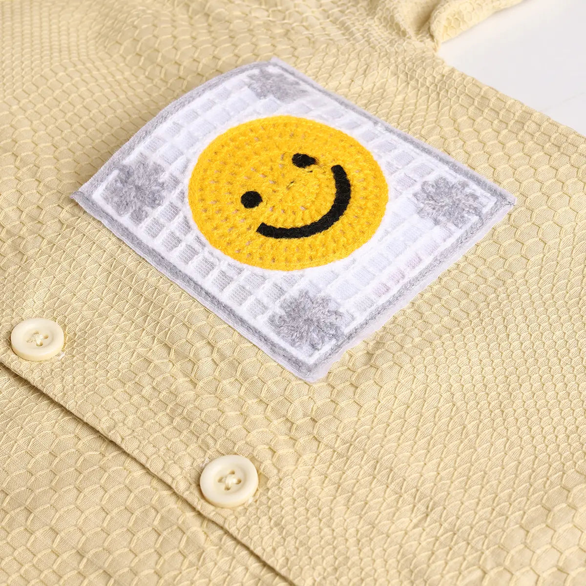 Boys Yellow Smiley Applique Short Sleeve Shirt With Shorts Sets 2 pc. Sets
