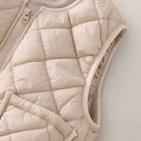 Boys Beige Long Sleeve Fleece Jacket With Quilted Vest & Jogger Sets Sets