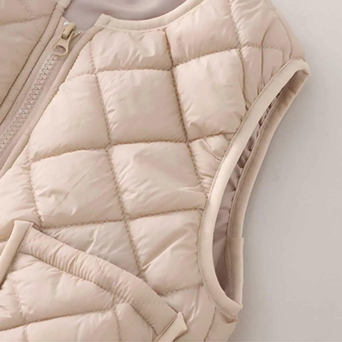 Boys Beige Long Sleeve Fleece Jacket With Quilted Vest & Jogger Sets Sets