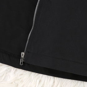 Girls Black Solid Oversized Long Sleeve Hooded Winter Jackets Coats & Jackets