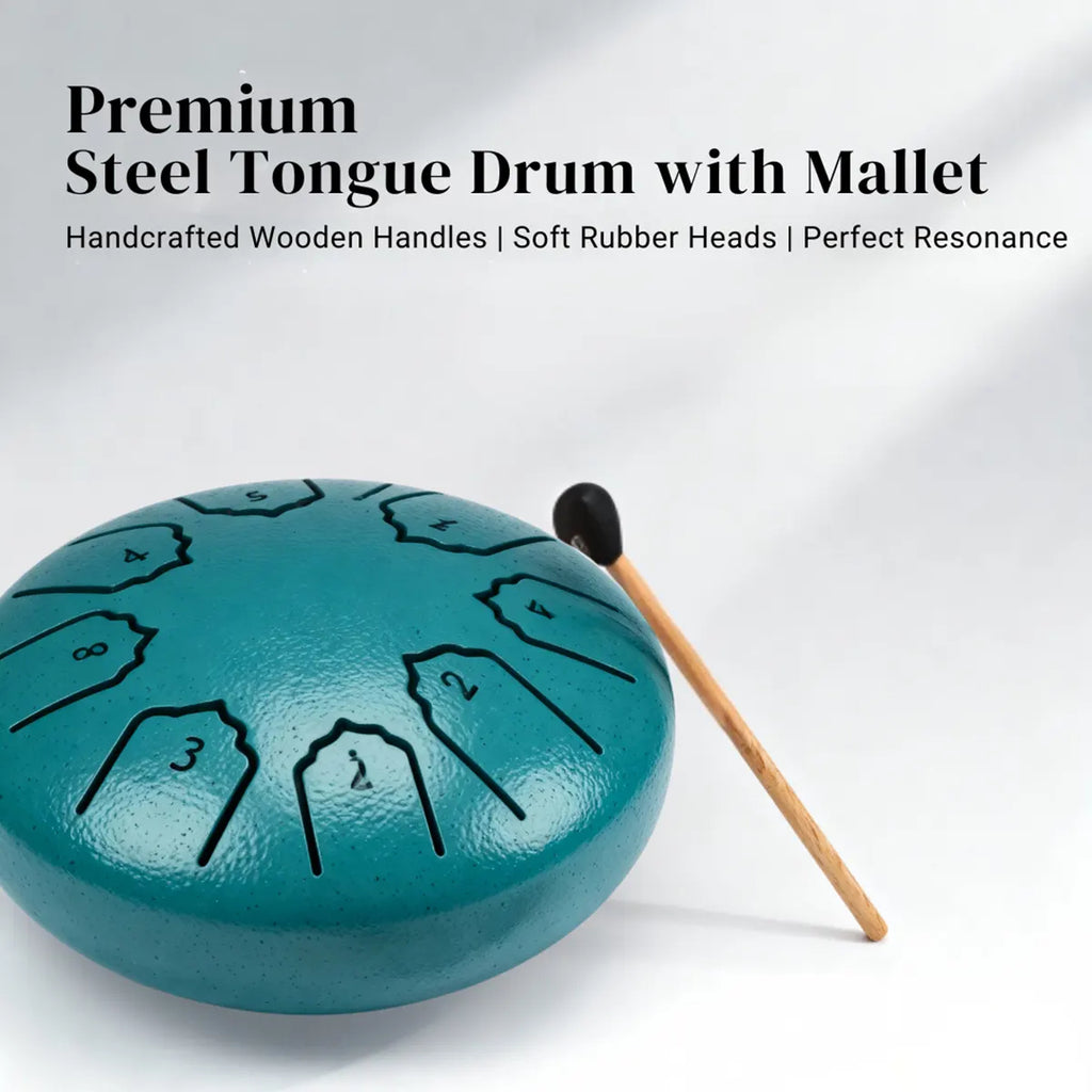 Kids Green Steel Tongue Musical Drum with Mallet Trending Accessories
