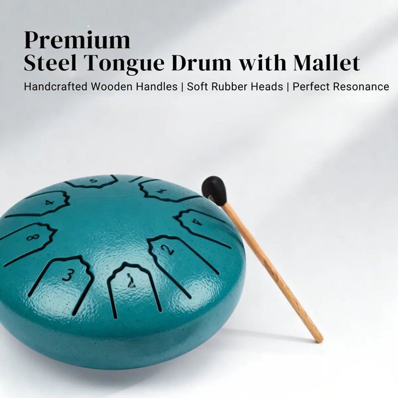 Kids Green Steel Tongue Musical Drum with Mallet Trending Accessories
