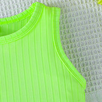 Girls Neon Green Sleeveless Top With Skorts Set 2 pc. Sets