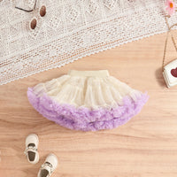 Girls Purple Ruffle Top With Tiered Tulle Skirts Set Sets