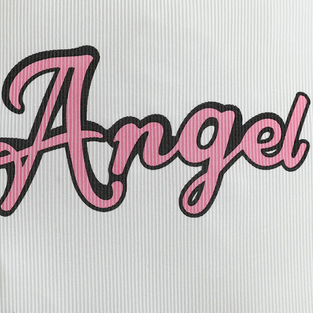 Girls White Angel Printed Sleeveless Top With Distress Short & Sling Bag Sets Sets