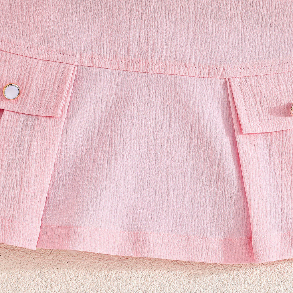 Girls Pink Cross Neck Top With Skirts Set 2 pc. Sets