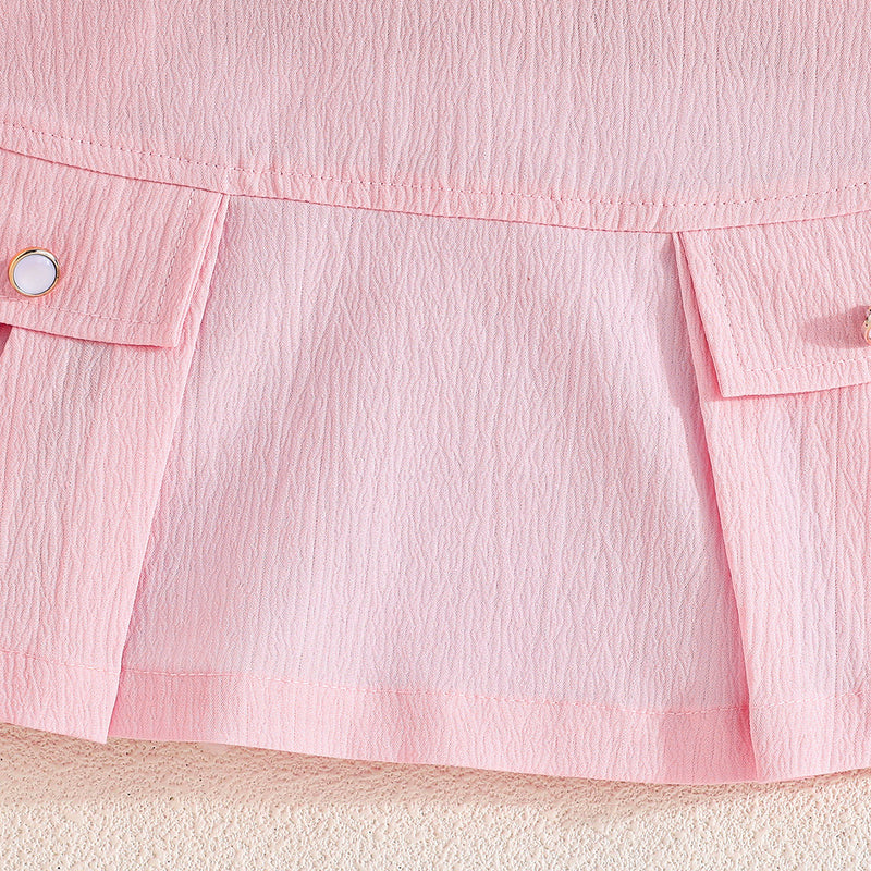 Girls Pink Cross Neck Top With Skirts Set 2 pc. Sets