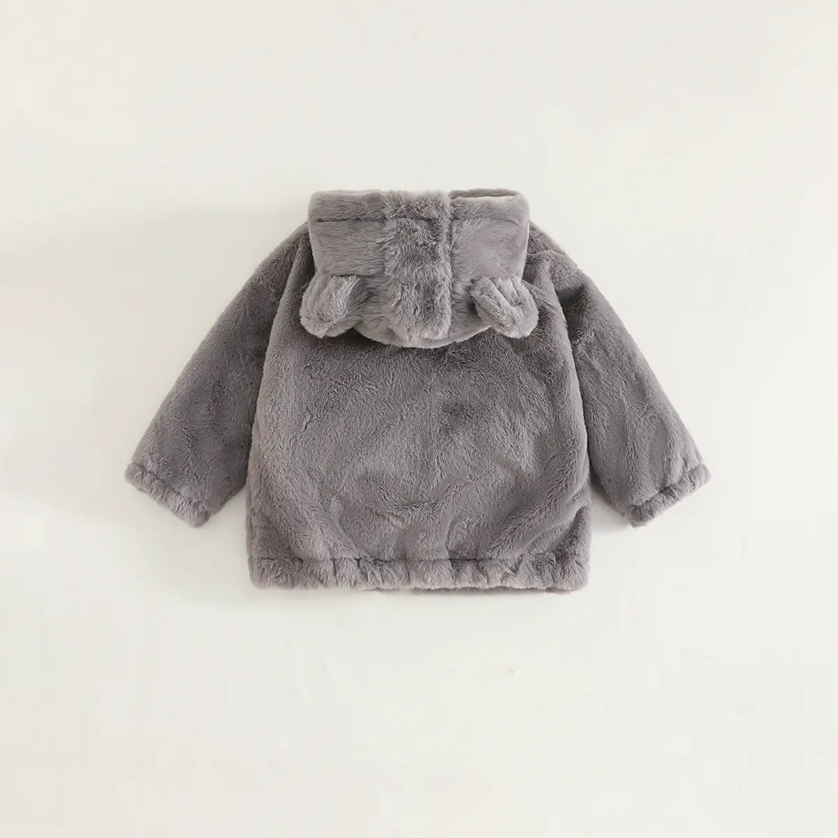 Girls Grey Polar Fleece Hooded Zipper Jacket Coats & Jackets