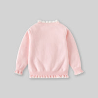 Girls Light Pink Butterfly Applique Regular Sweater Sweaters & Cardigans