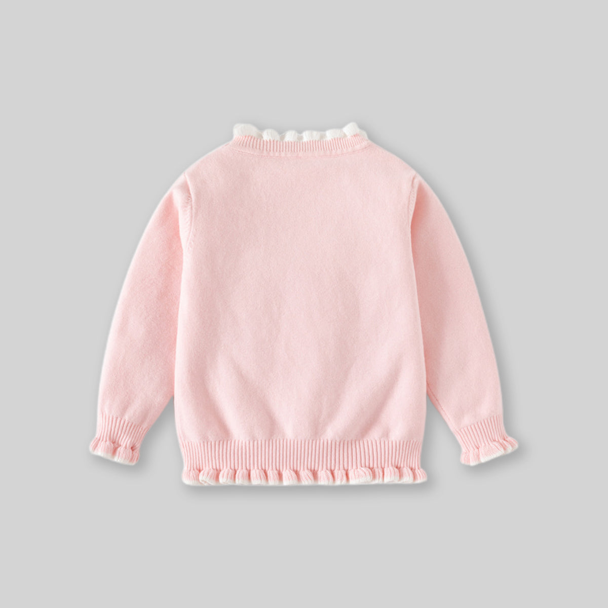 Girls Light Pink Butterfly Applique Regular Sweater Sweaters & Cardigans