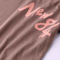 Boys Light Brown Typographic Short Sleeve T-Shirt With Checked Shorts Sets Sets
