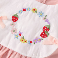 Girls Light Pink Floral Embroidered Peter Pan Collar Fit & Flare Dress Casual Dresses