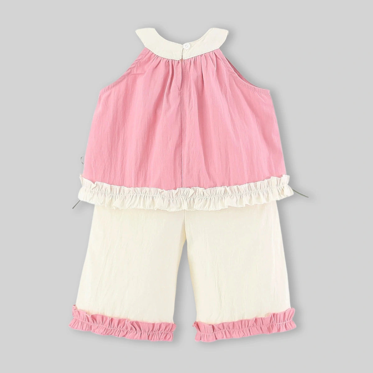 Girls Pink Rose Applique Top With Pants Sets Sets