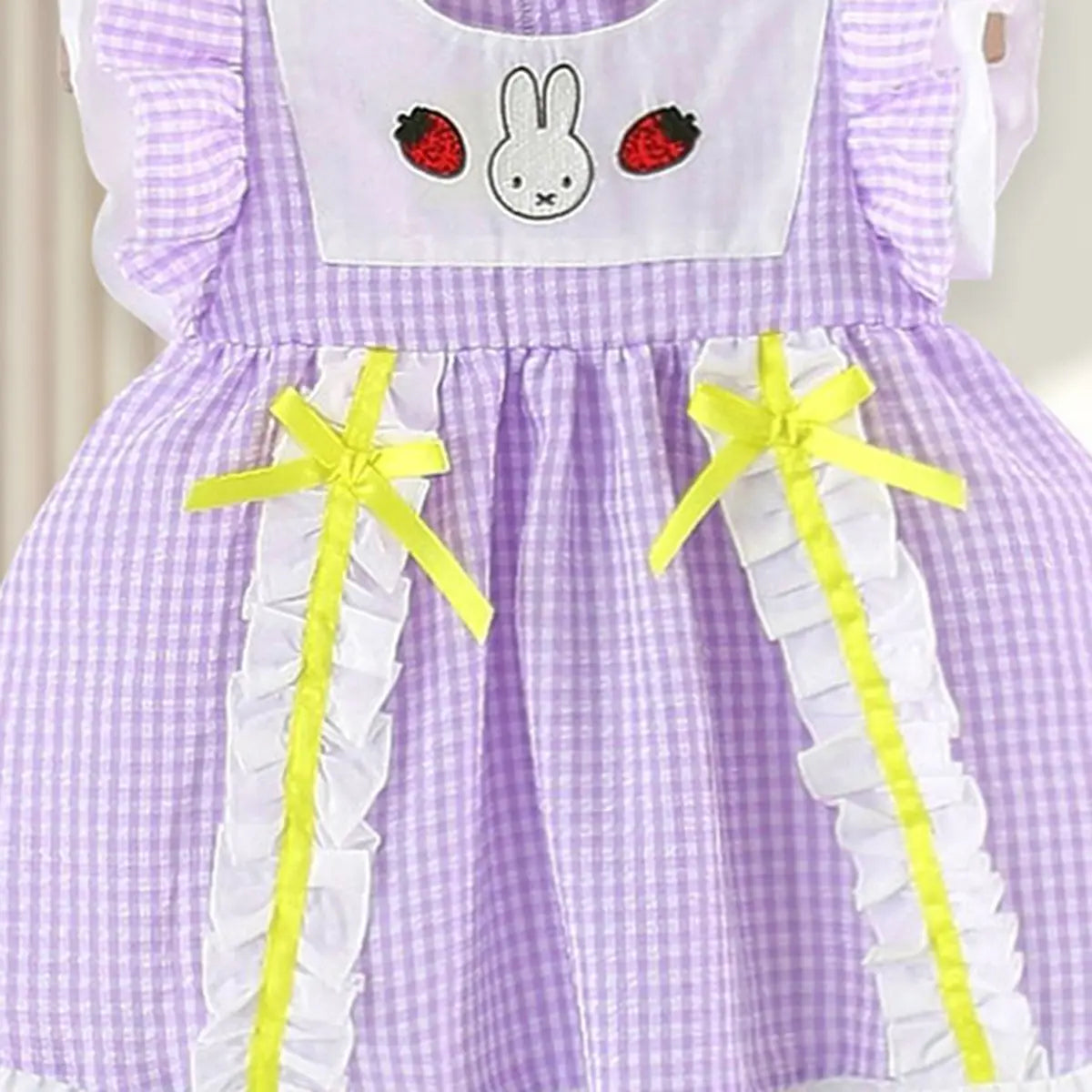 Girls Lavender Checked Short Sleeve Fit & Flare Dress Casual Dresses