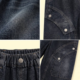 Boys Dark Grey Denim Cargo Shorts Cargo Shorts
