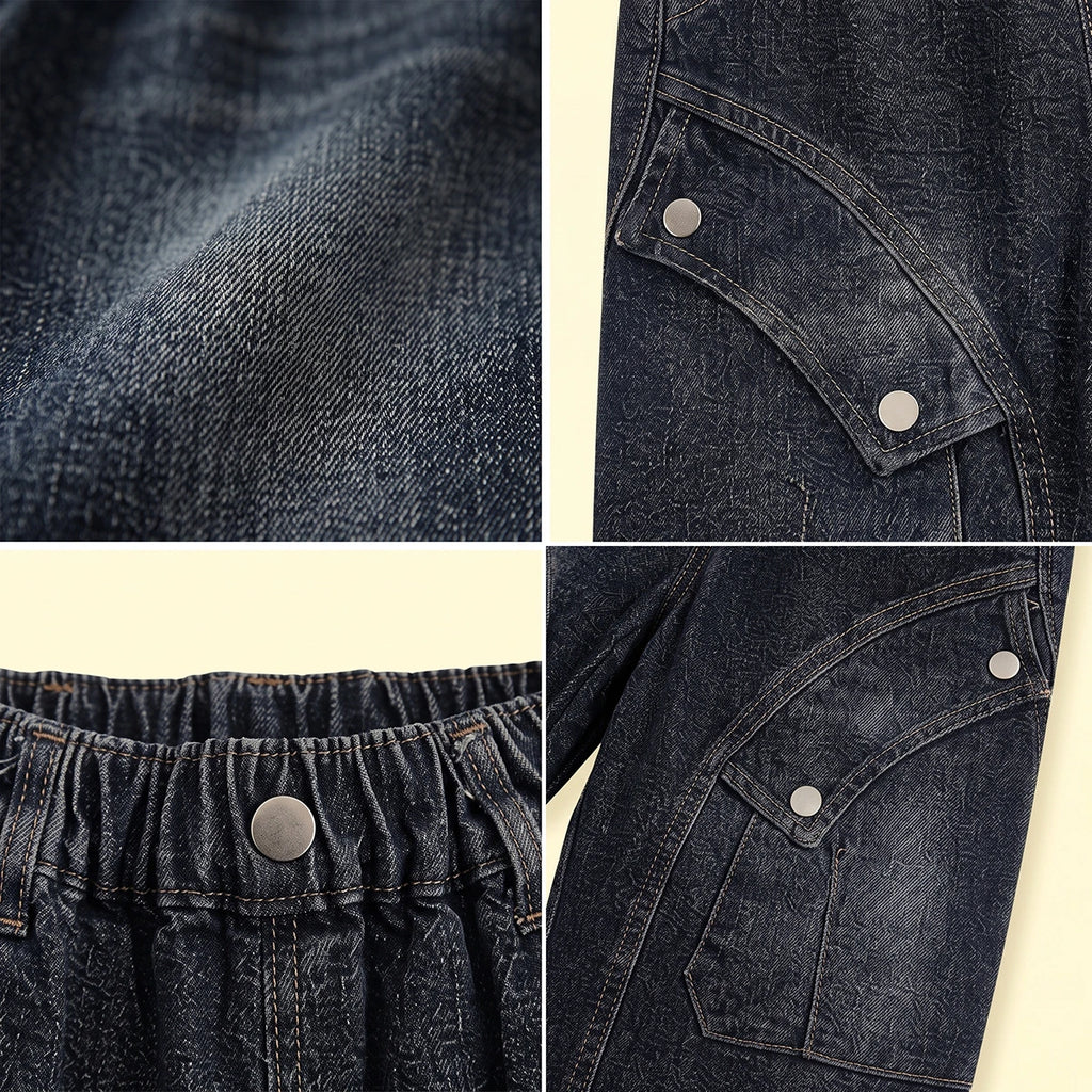 Boys Dark Grey Denim Cargo Shorts Cargo Shorts