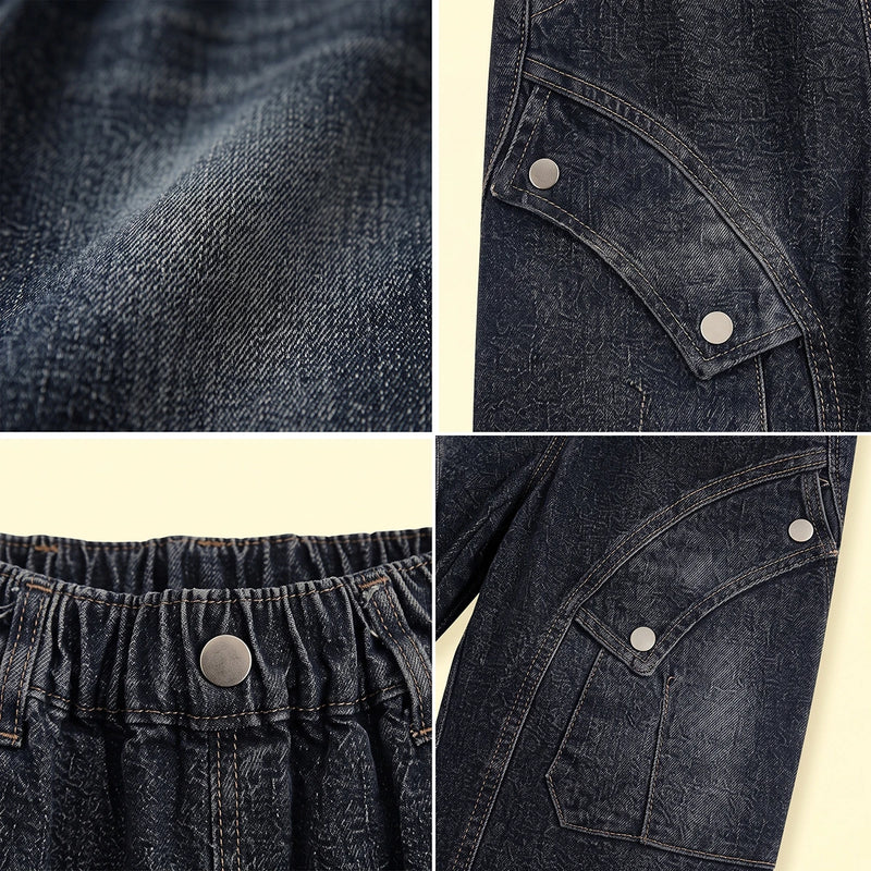 Boys Dark Grey Denim Cargo Shorts Cargo Shorts
