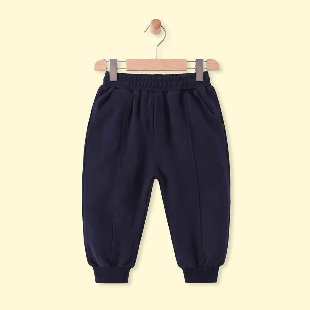 Boys Navy Blue Solid Elasticated Waist Jogger Joggers Navy Blue 1-2 Y