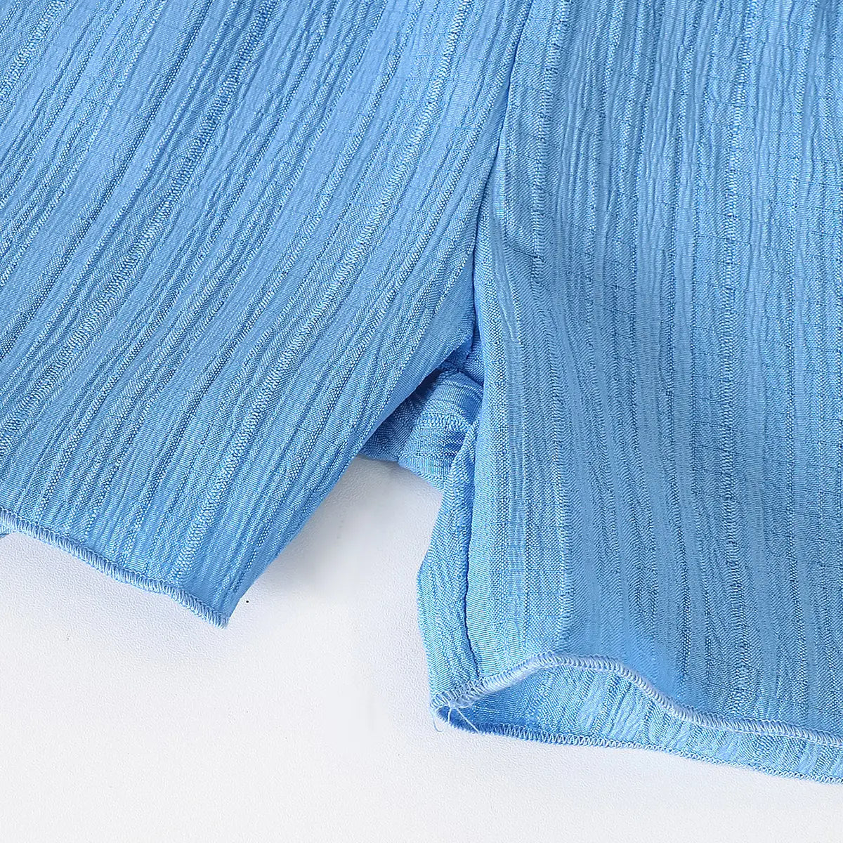 Girls Blue Textured Bow Details Top With Shorts Co-ord Sets Sets