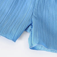 Girls Blue Textured Bow Details Top With Shorts Co-ord Sets Sets