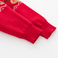 Boys Red Self-Design Christmas Reindeer Sweater Sweaters & Cardigans