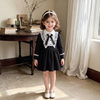 Girls Black Long Sleeve Fit & Flare Dress Casual Dresses