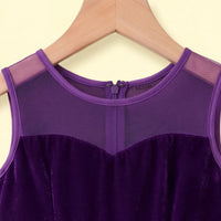 Girls Purple Sleeveless Floral Applique Fit & Flare Party Gown Party Dresses