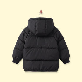 Boys Black Quilted Hooded Zip-up Jacket Coats & Jackets