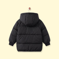 Boys Black Quilted Hooded Zip-up Jacket Coats & Jackets