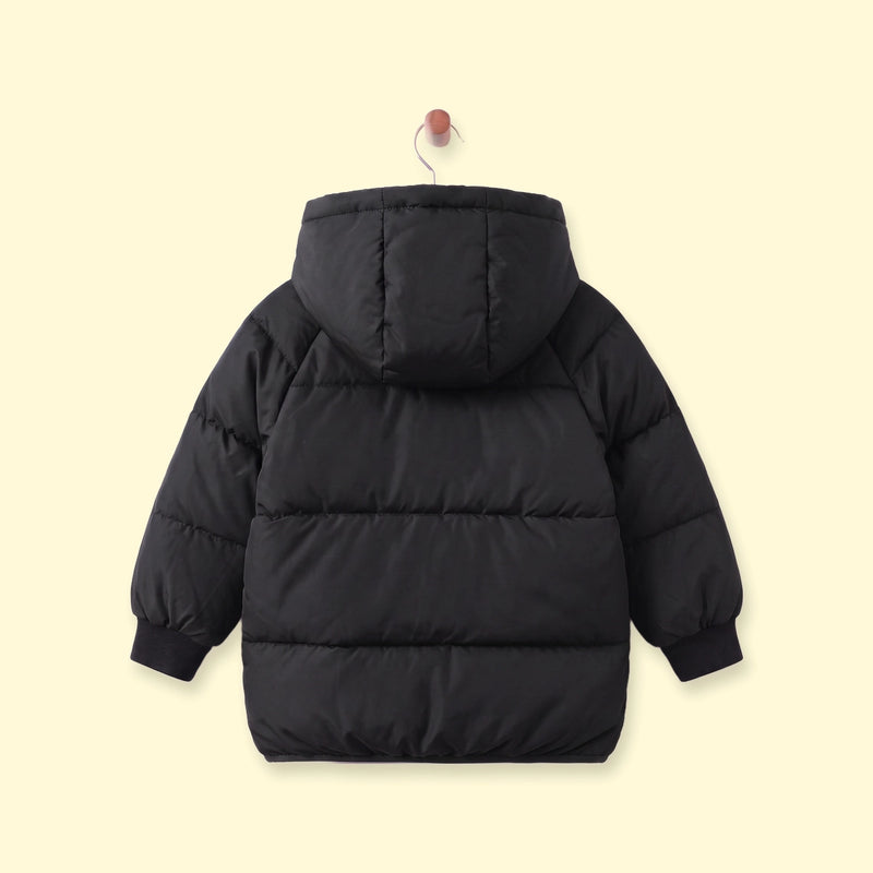 Boys Black Quilted Hooded Zip-up Jacket Coats & Jackets