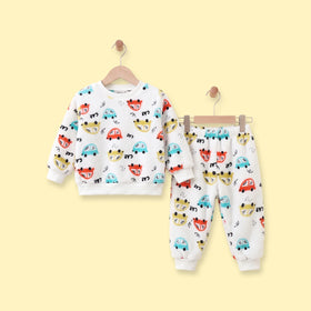 Boys White Graphic Fleece Sweatshirt & Pants Sets 2 pc. Sets White 1-2 Y