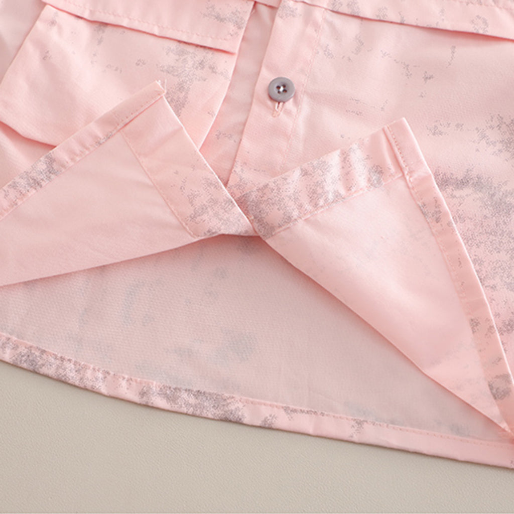 Boys Light Pink Tie & Dye Printed Shirt With Inner Tee And Cargo Shorts Set 3 pc. Sets