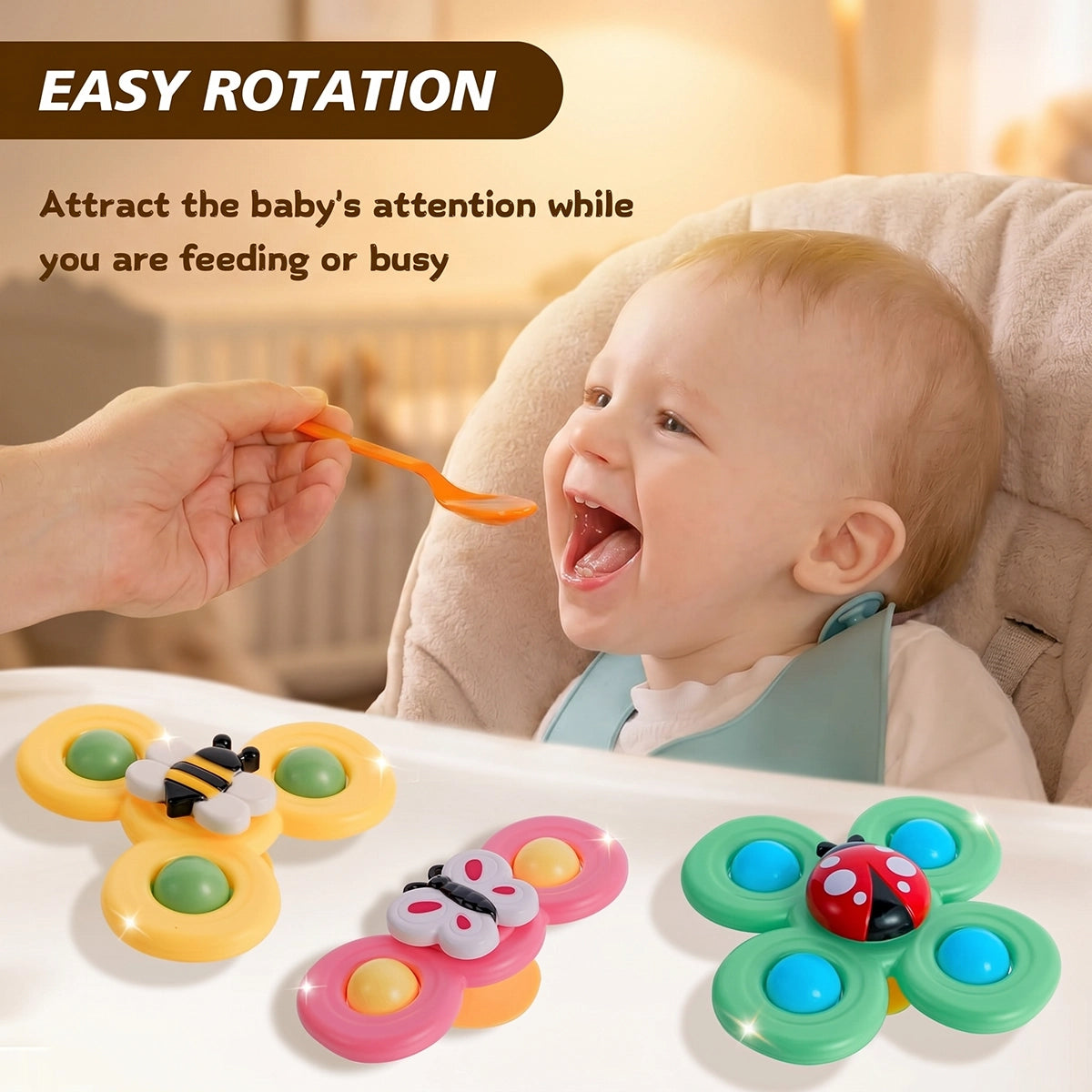 Insect Suction Spinner Toys for Babies | Pack of 3 | INCLUD Trending Accessories