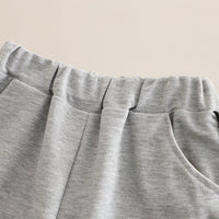 Boys Grey Solid Short Sleeves Contrast Piping T-Shirt With Shorts Set 2 pc. Sets