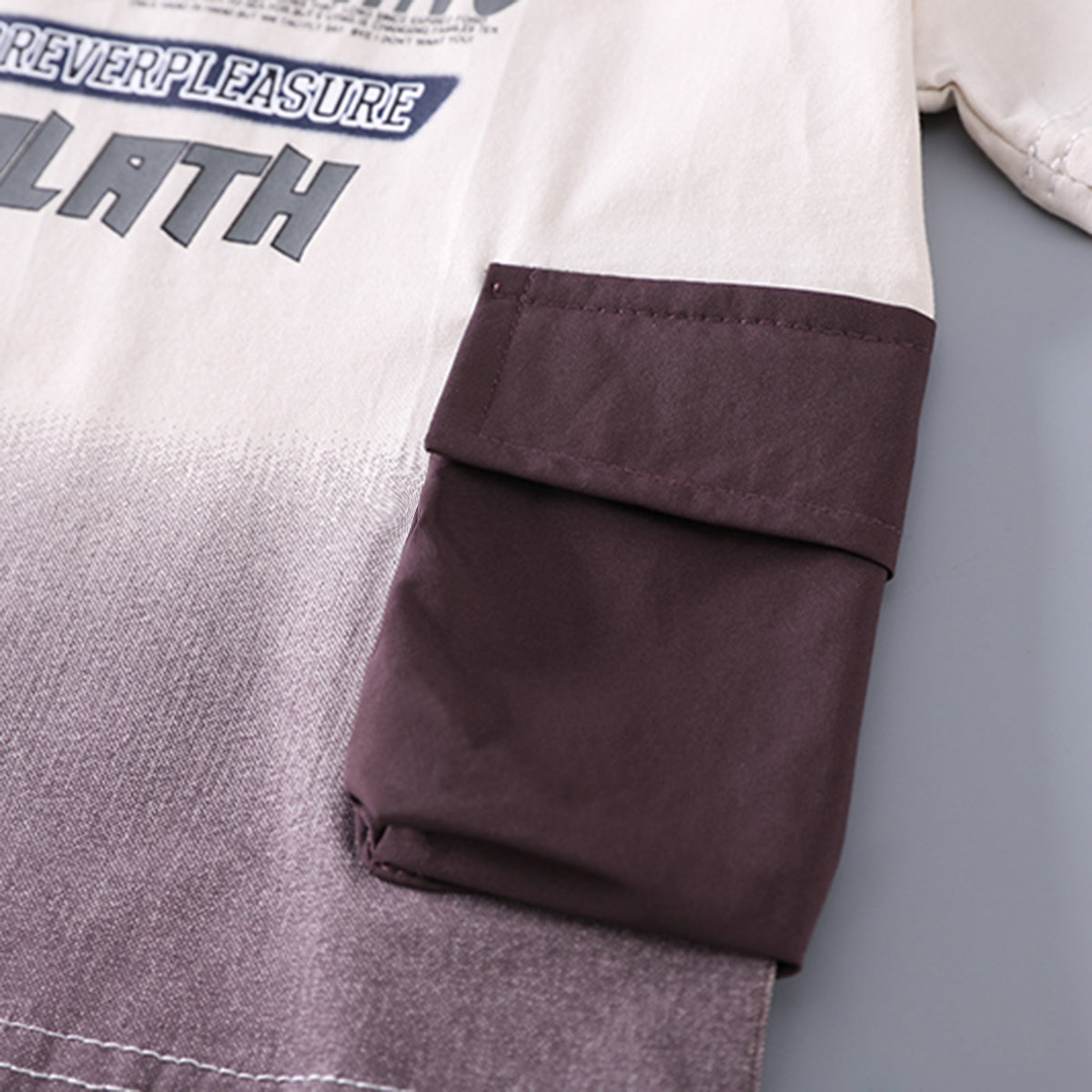 Boys Typographic Printed Contrast Pocketed T-Shirt With Dark Brown Cargo Shorts Set 2 pc. Sets