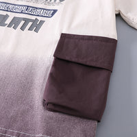 Boys Typographic Printed Contrast Pocketed T-Shirt With Dark Brown Cargo Shorts Set 2 pc. Sets