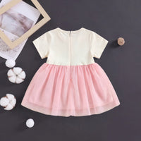 Girls Pink Tulle Overlay Fit & Flare Dress With Bow Details Casual Dresses