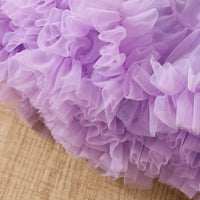Girls Purple Sequins Embellished Halter Top With Tiered Tulle Skirts Set Sets