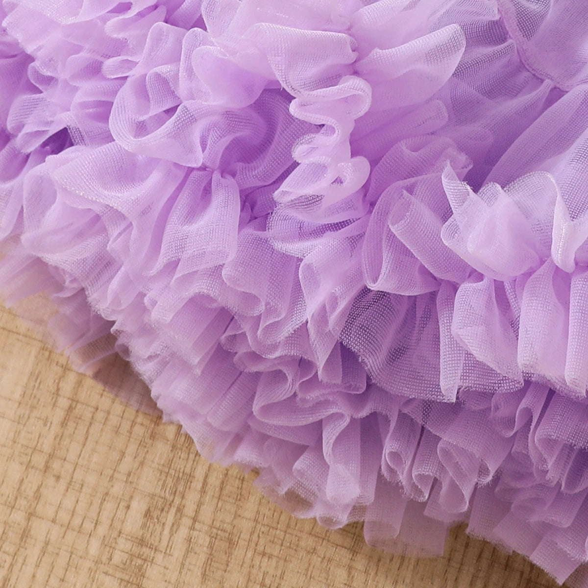 Girls Purple Sequins Embellished Halter Top With Tiered Tulle Skirts Set Sets