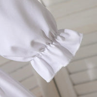 Girls White Long Sleeves Tiered Dress With Pearl Embellishments Denim Vest & Sling Bag Casual Dresses